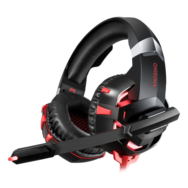 Frendorf | ONIKUMA K2A Over Ear Bass Stereo Surround Gaming Kopfhörer mit Mikrofon & LED-Lichtern (Schwarz Rot)