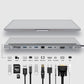 Frendorf | 11 in 1 RJ45 + 87W PD + SD/TF + USBx3 + HDMI + VGA + 3.5mm AUX zu Type-C HUB Adapter