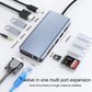Frendorf | 12 in 1 RJ45 + 100W PD + SD/TF + USB3.0x5 + HDMI + VGA + 3.5mm AUX zu Type-C HUB Adapter