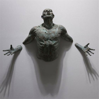 Imitation Kupferharz Ornament Abstrakte Figur Wandkunst Kletterer 3D Durch Wand Statue Skulptur