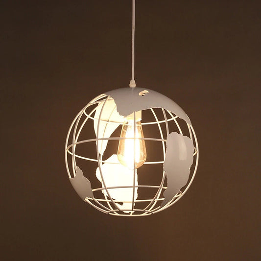 Industrielles Vintage Iron Globe Pendelleuchte