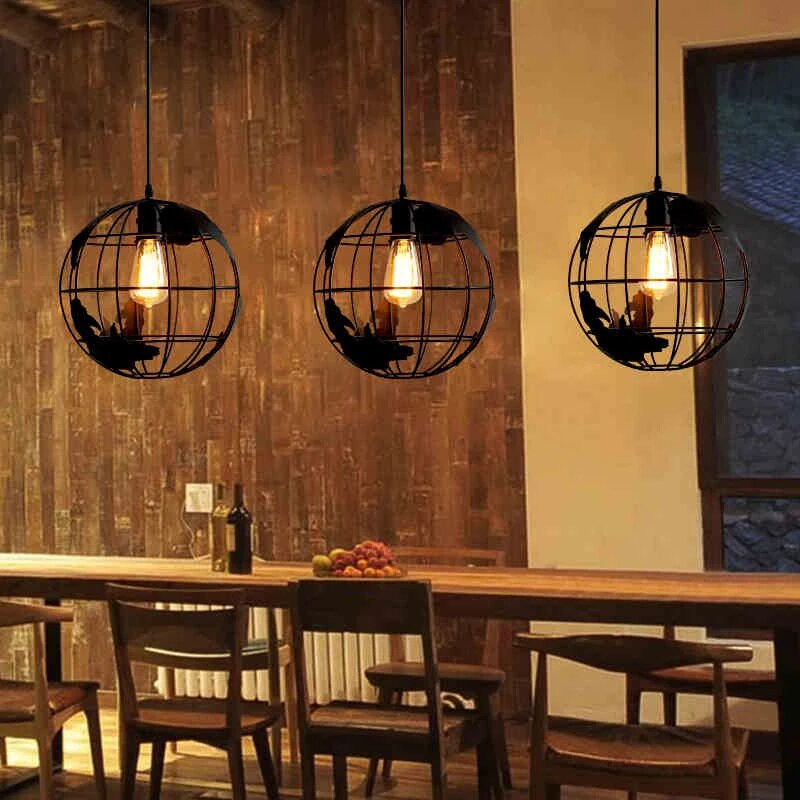 Industrielles Vintage Iron Globe Pendelleuchte