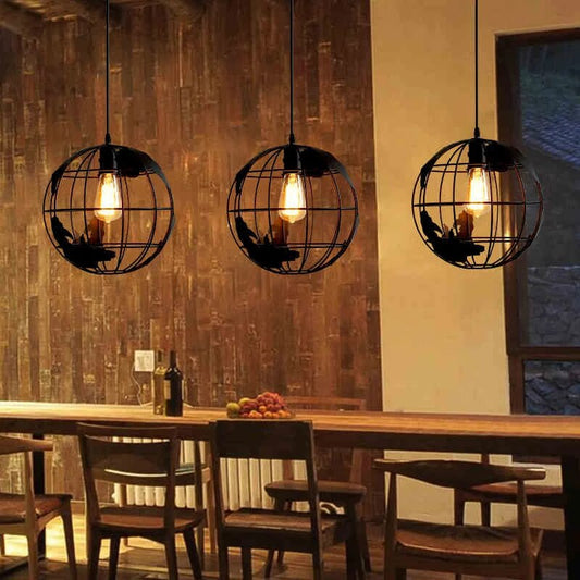 Industrielles Vintage Iron Globe Pendelleuchte