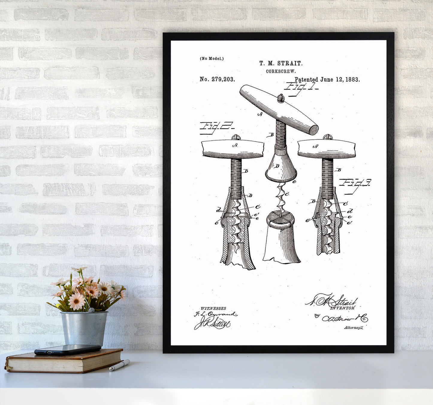 Korkenzieher Patent Kunstdruck