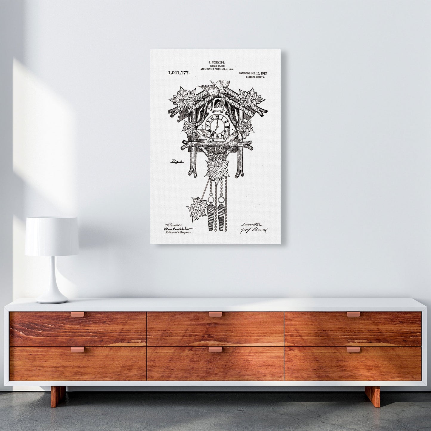 Kuckucksuhren Patent Kunstdruck