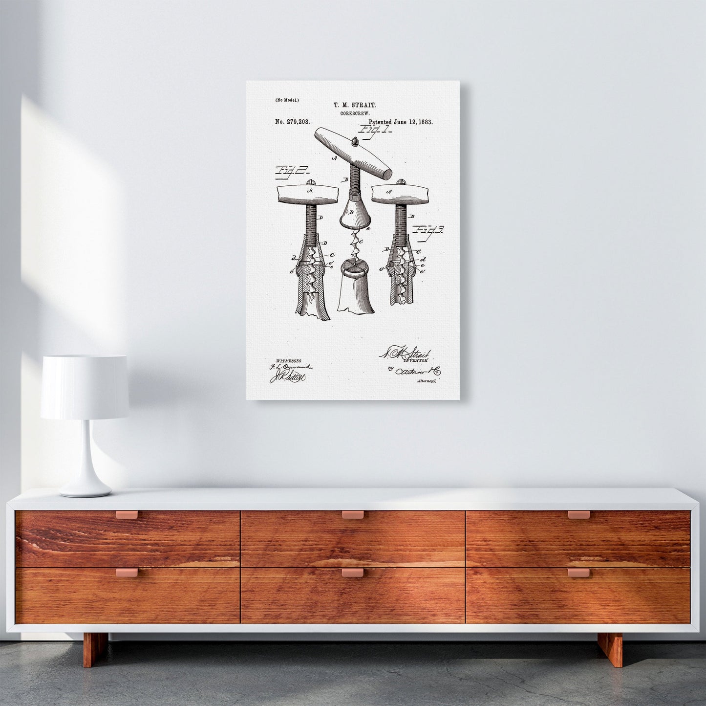 Korkenzieher Patent Kunstdruck