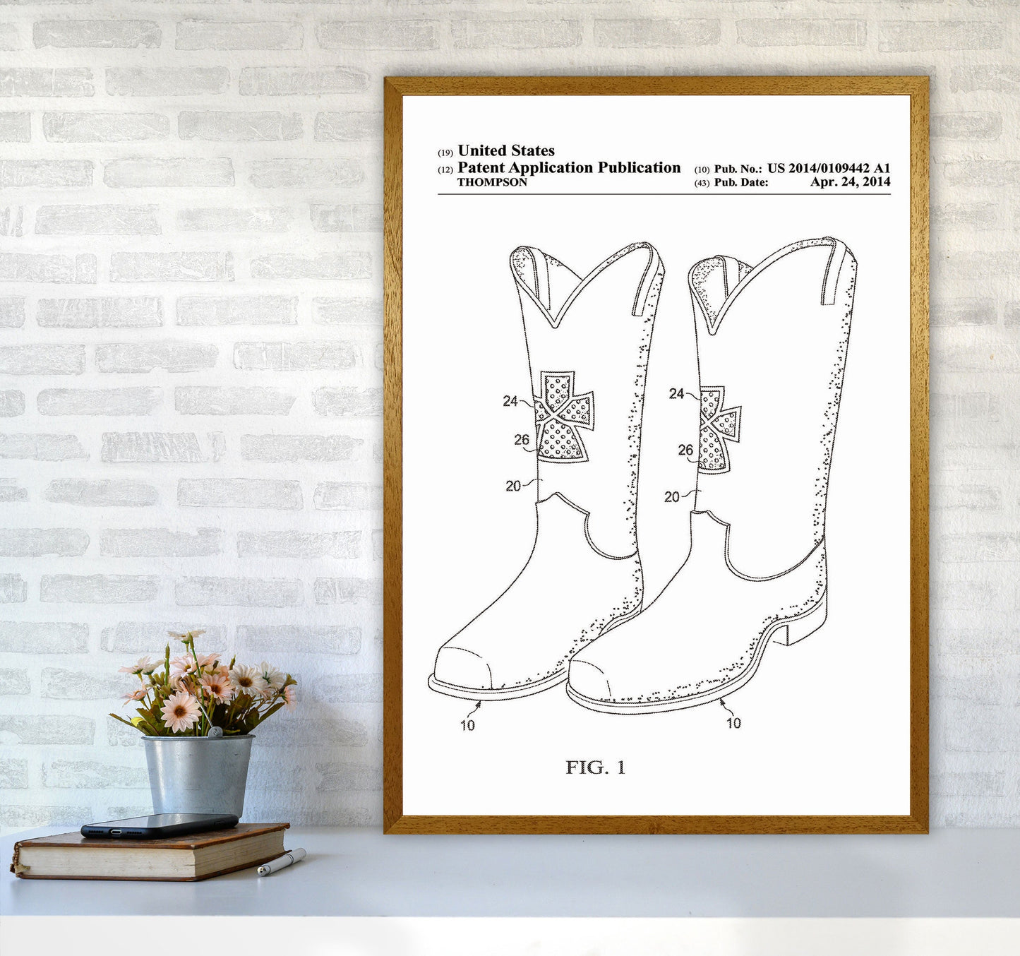 Cowboy Stiefel Patent Kunstdruck