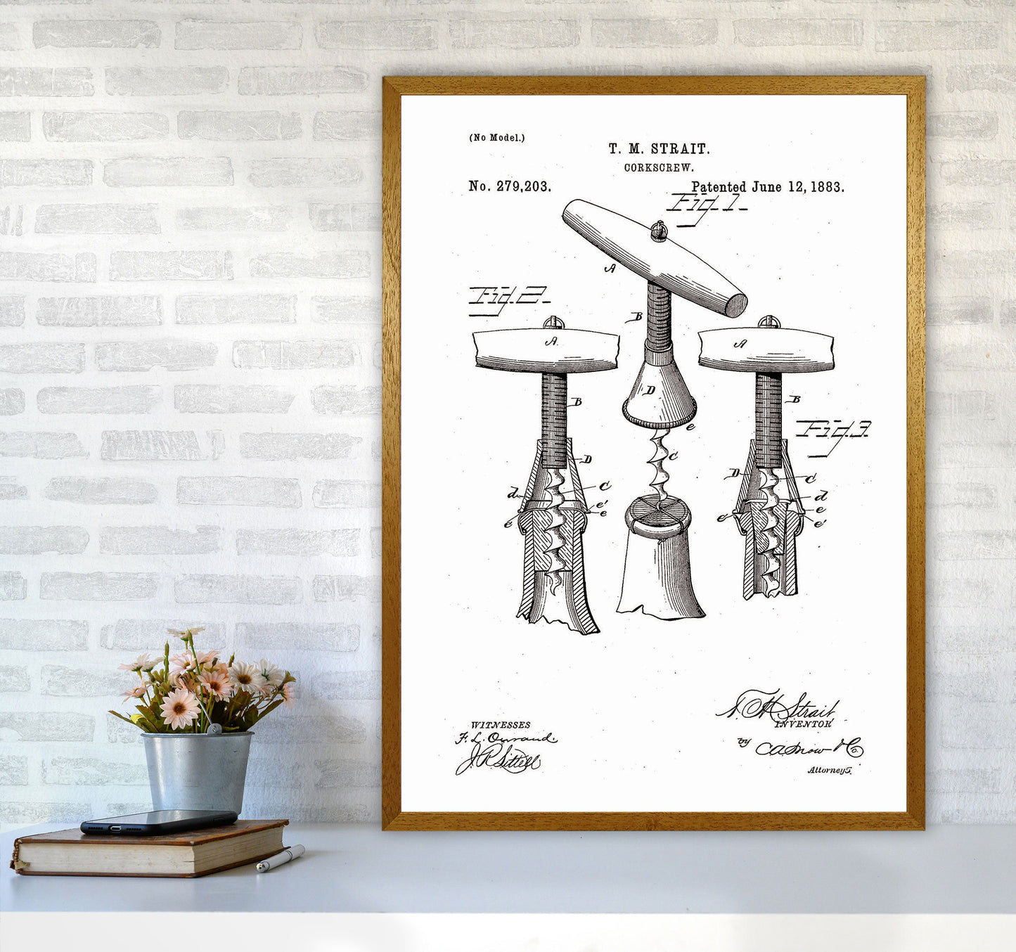 Korkenzieher Patent Kunstdruck