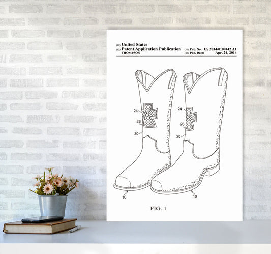 Cowboy Stiefel Patent Kunstdruck