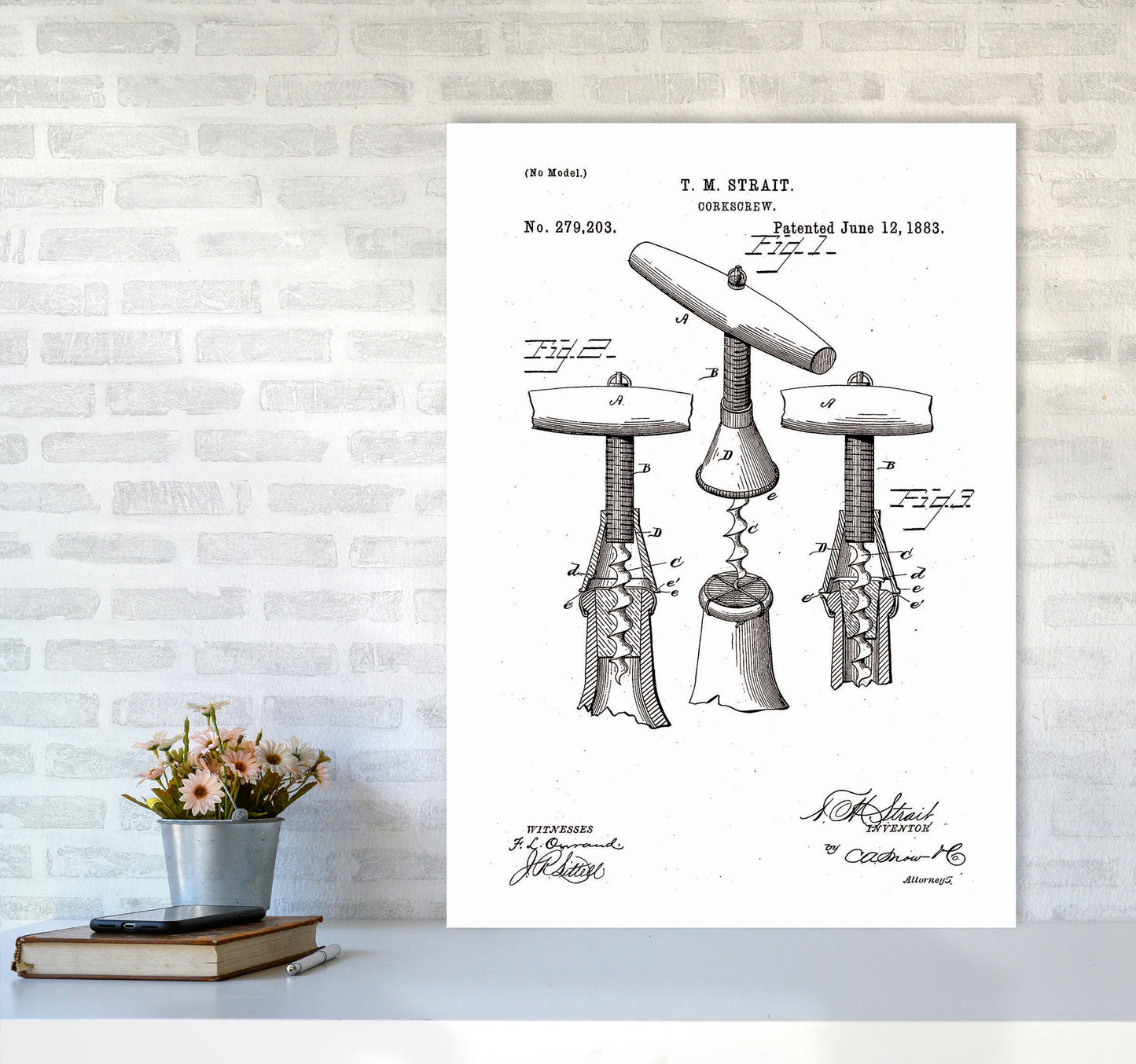 Korkenzieher Patent Kunstdruck