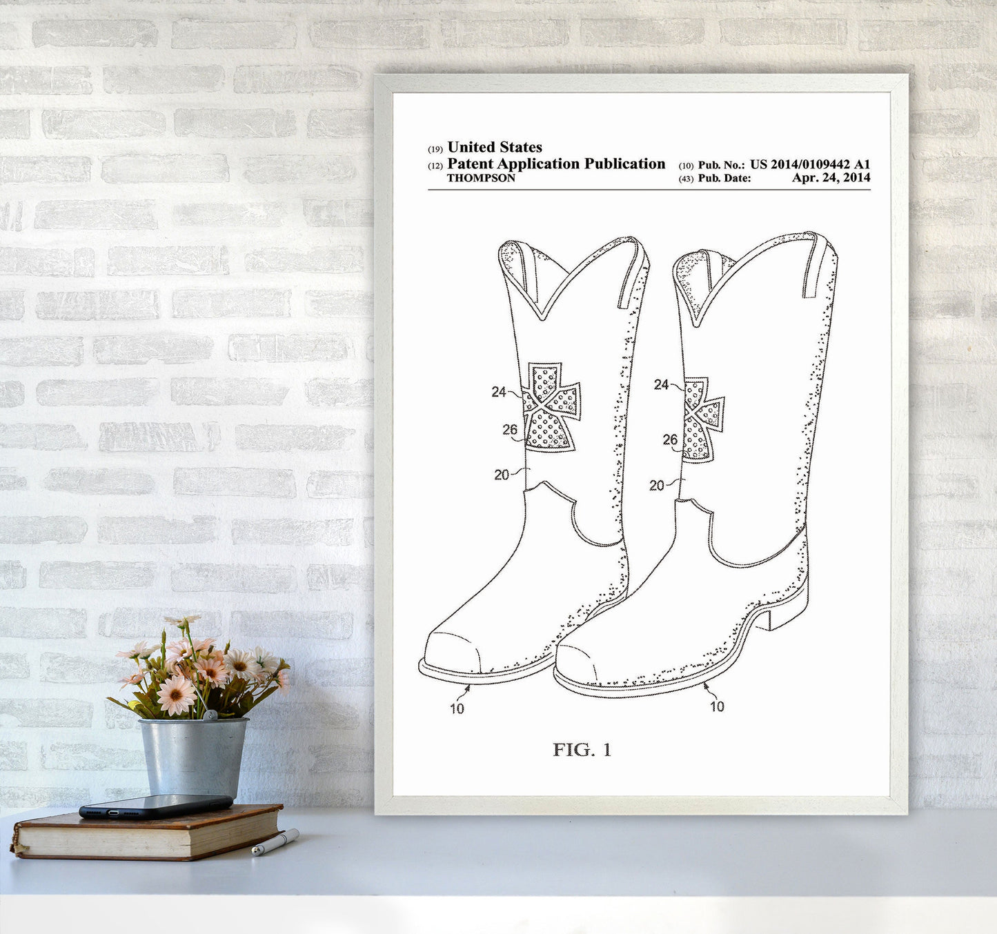 Cowboy Stiefel Patent Kunstdruck