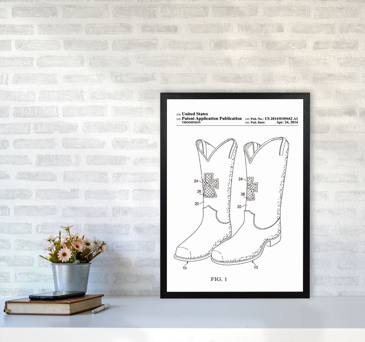 Cowboy Stiefel Patent Kunstdruck
