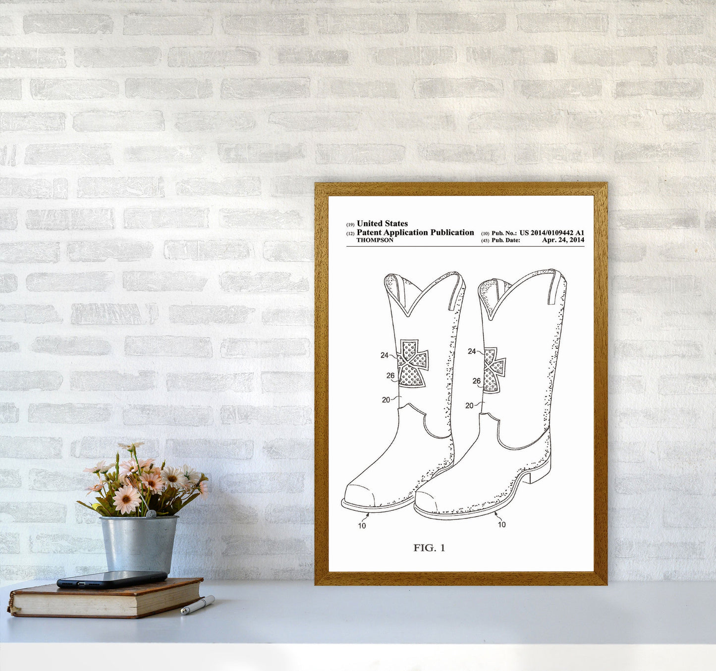 Cowboy Stiefel Patent Kunstdruck