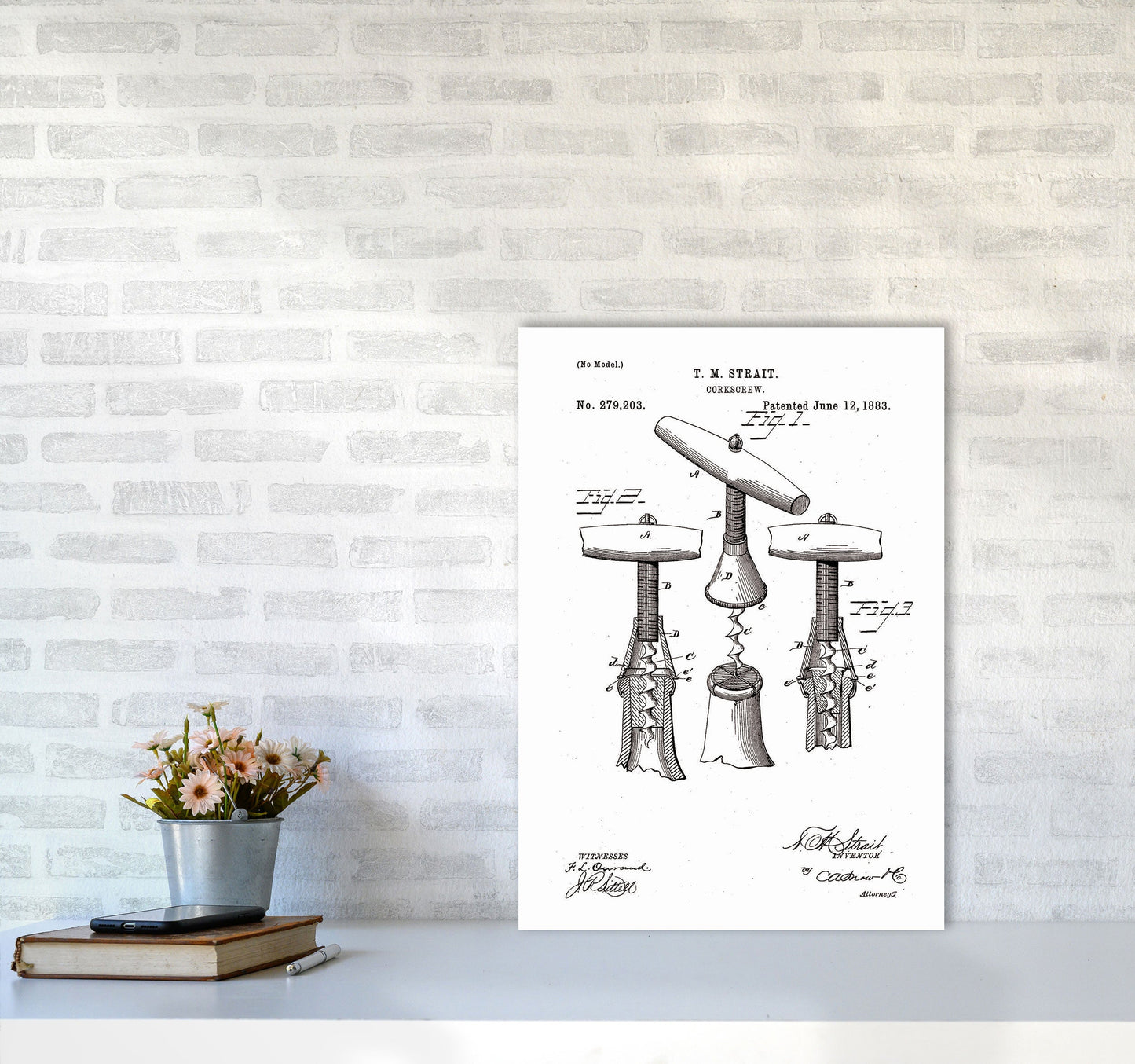 Korkenzieher Patent Kunstdruck