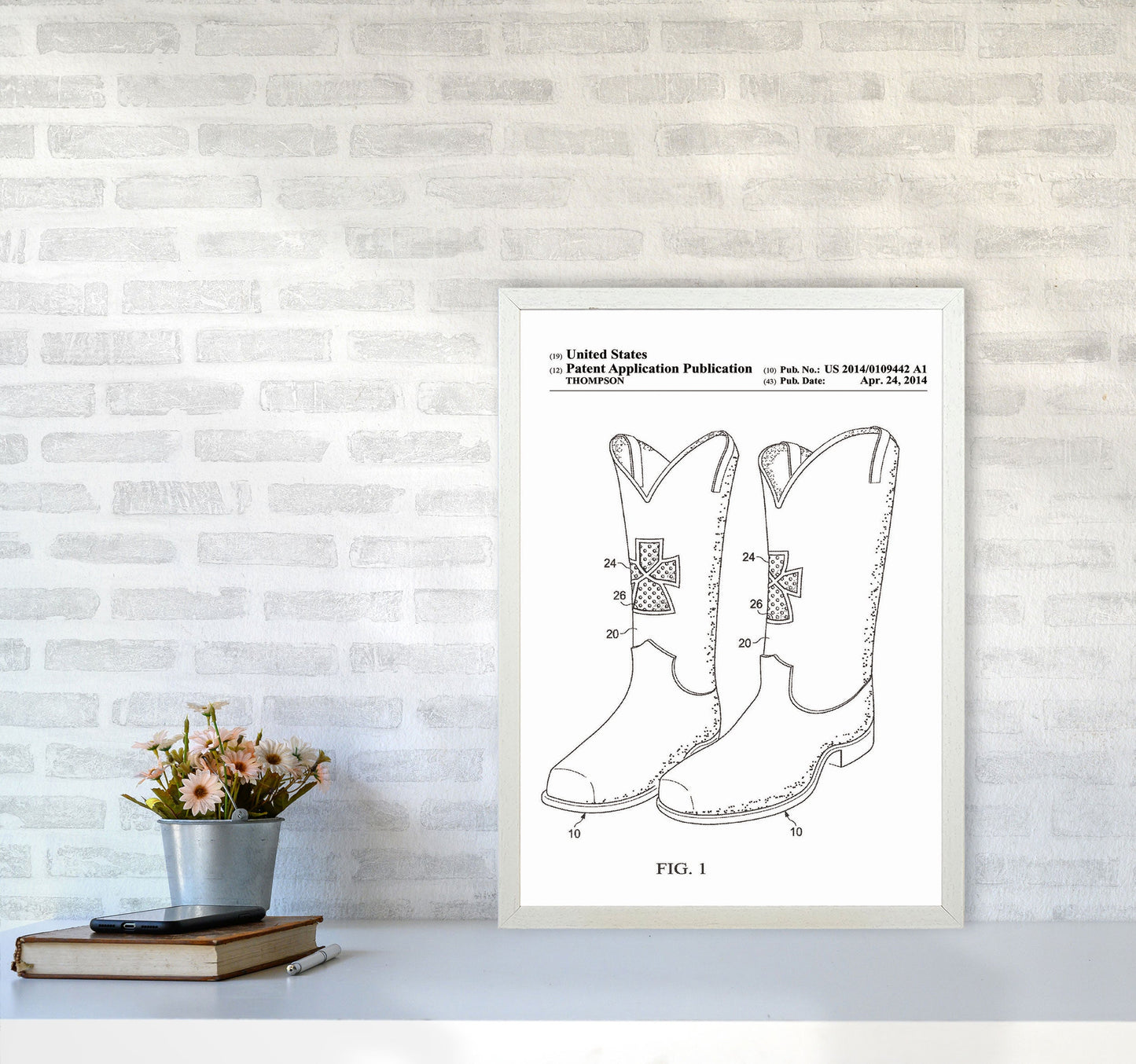Cowboy Stiefel Patent Kunstdruck