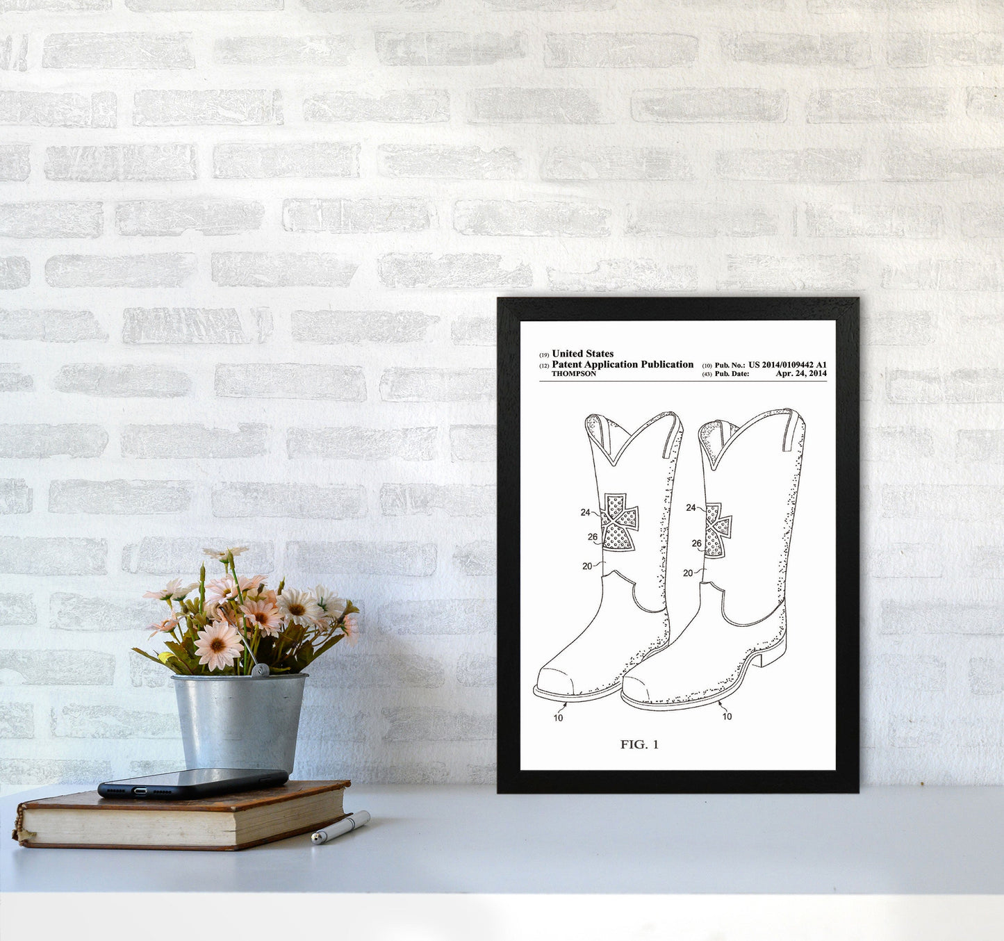 Cowboy Stiefel Patent Kunstdruck