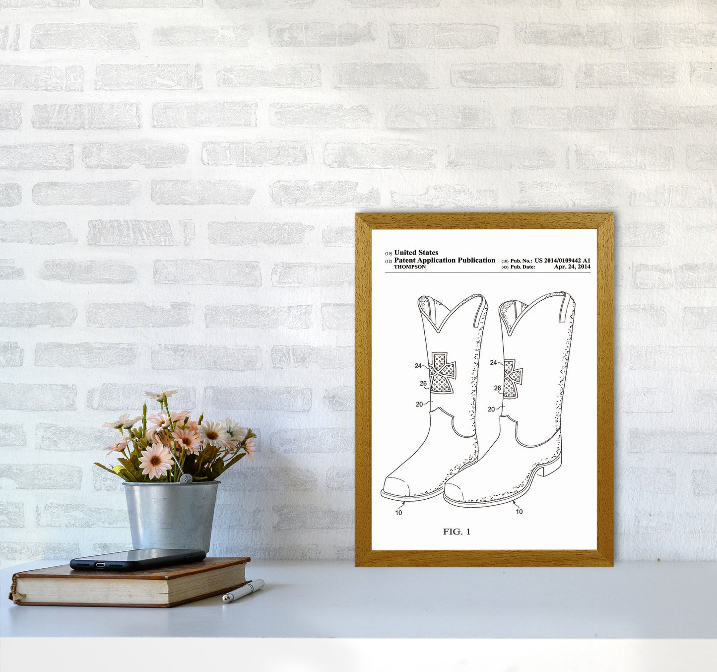 Cowboy Stiefel Patent Kunstdruck