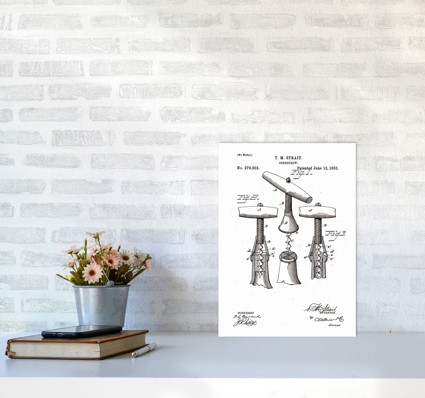 Korkenzieher Patent Kunstdruck