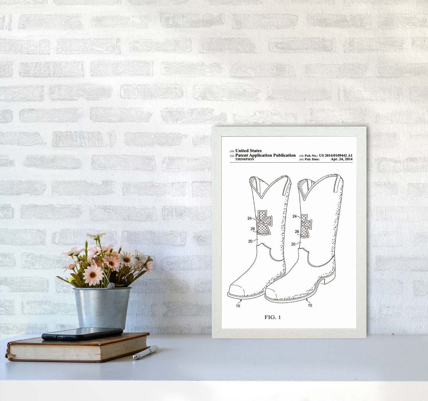 Cowboy Stiefel Patent Kunstdruck