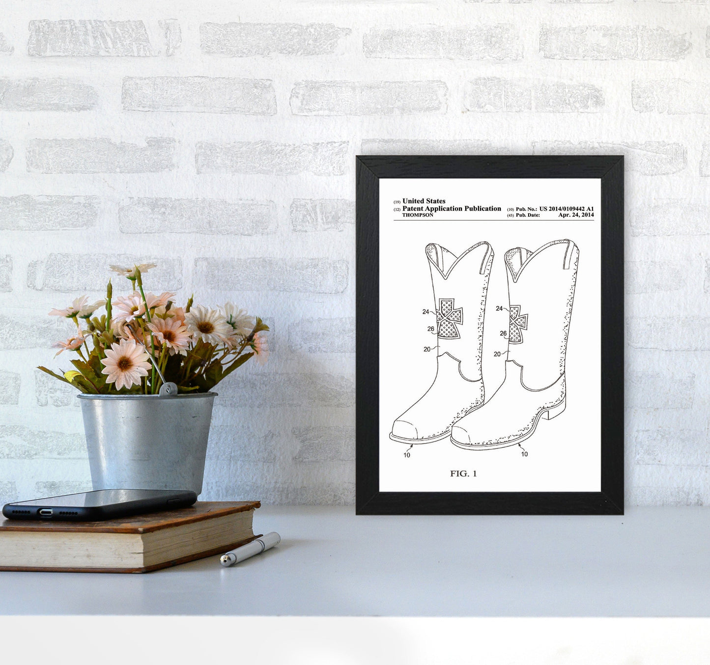 Cowboy Stiefel Patent Kunstdruck