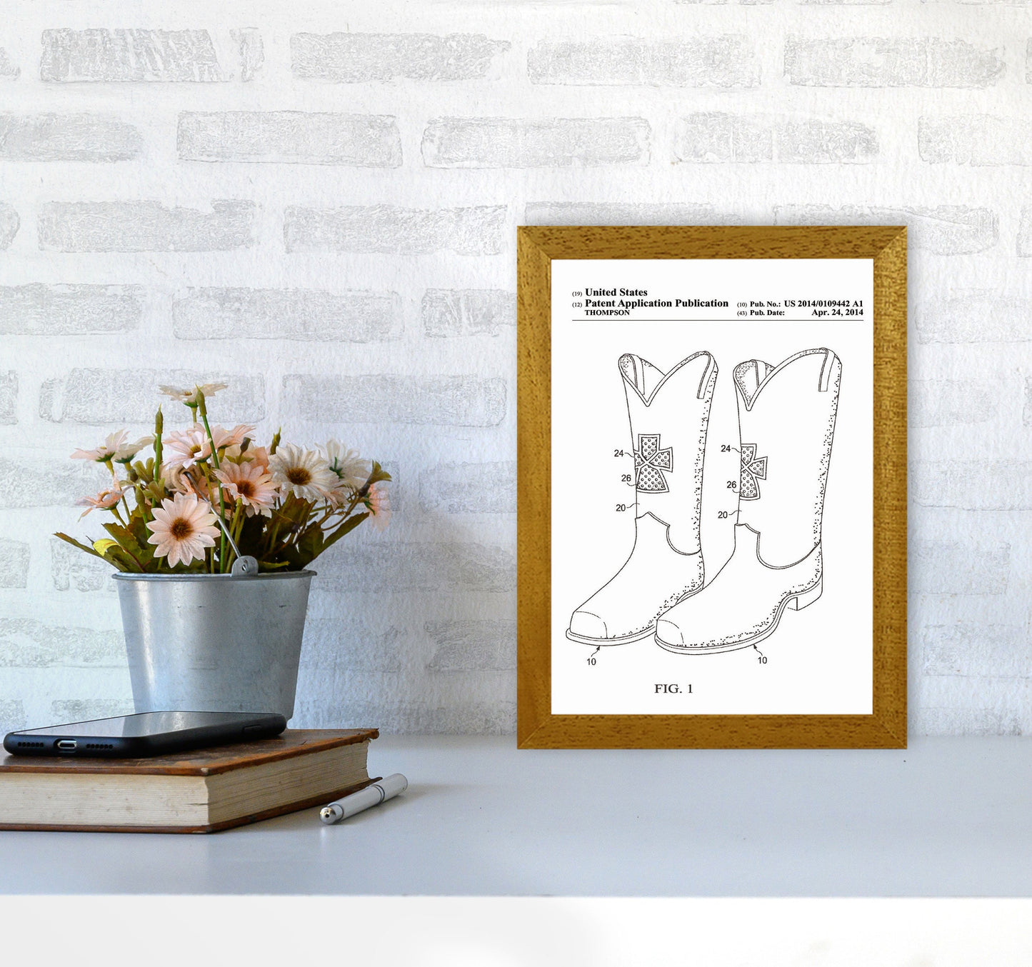 Cowboy Stiefel Patent Kunstdruck