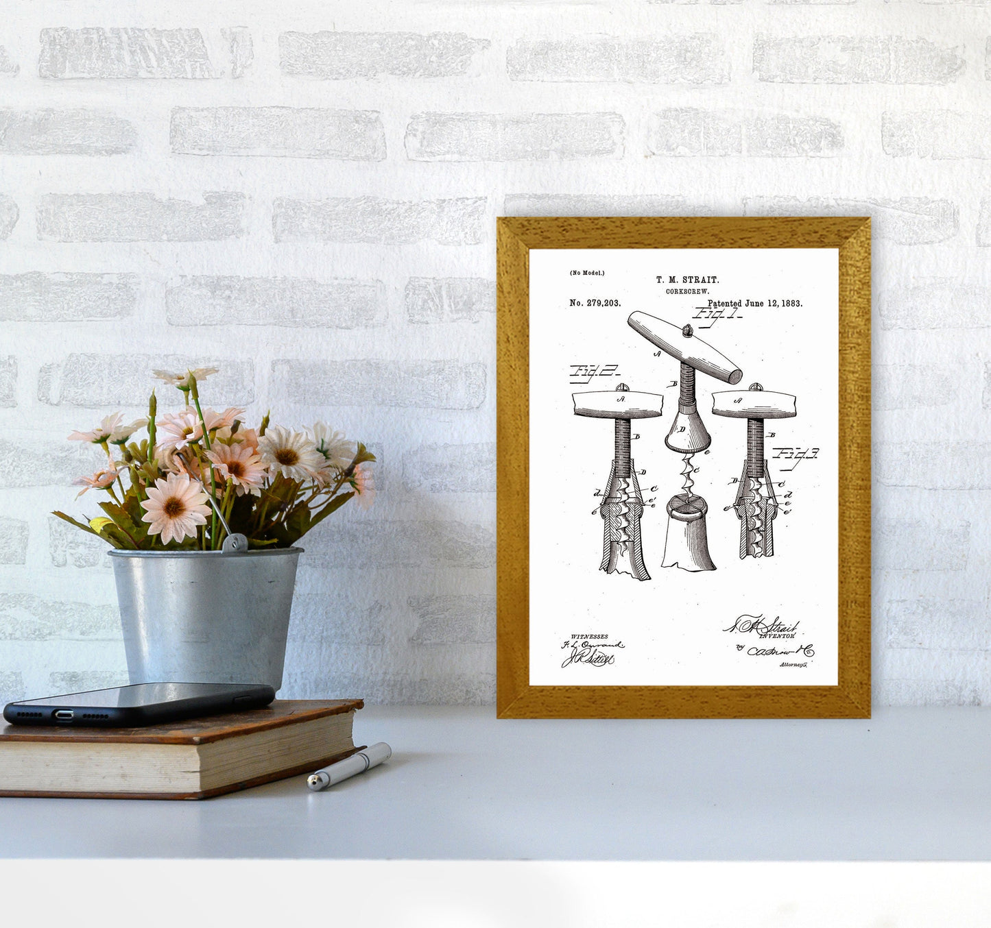Korkenzieher Patent Kunstdruck