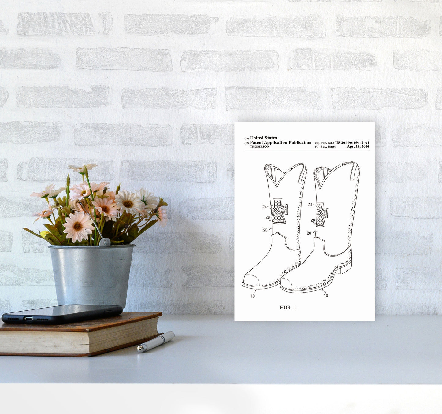 Cowboy Stiefel Patent Kunstdruck