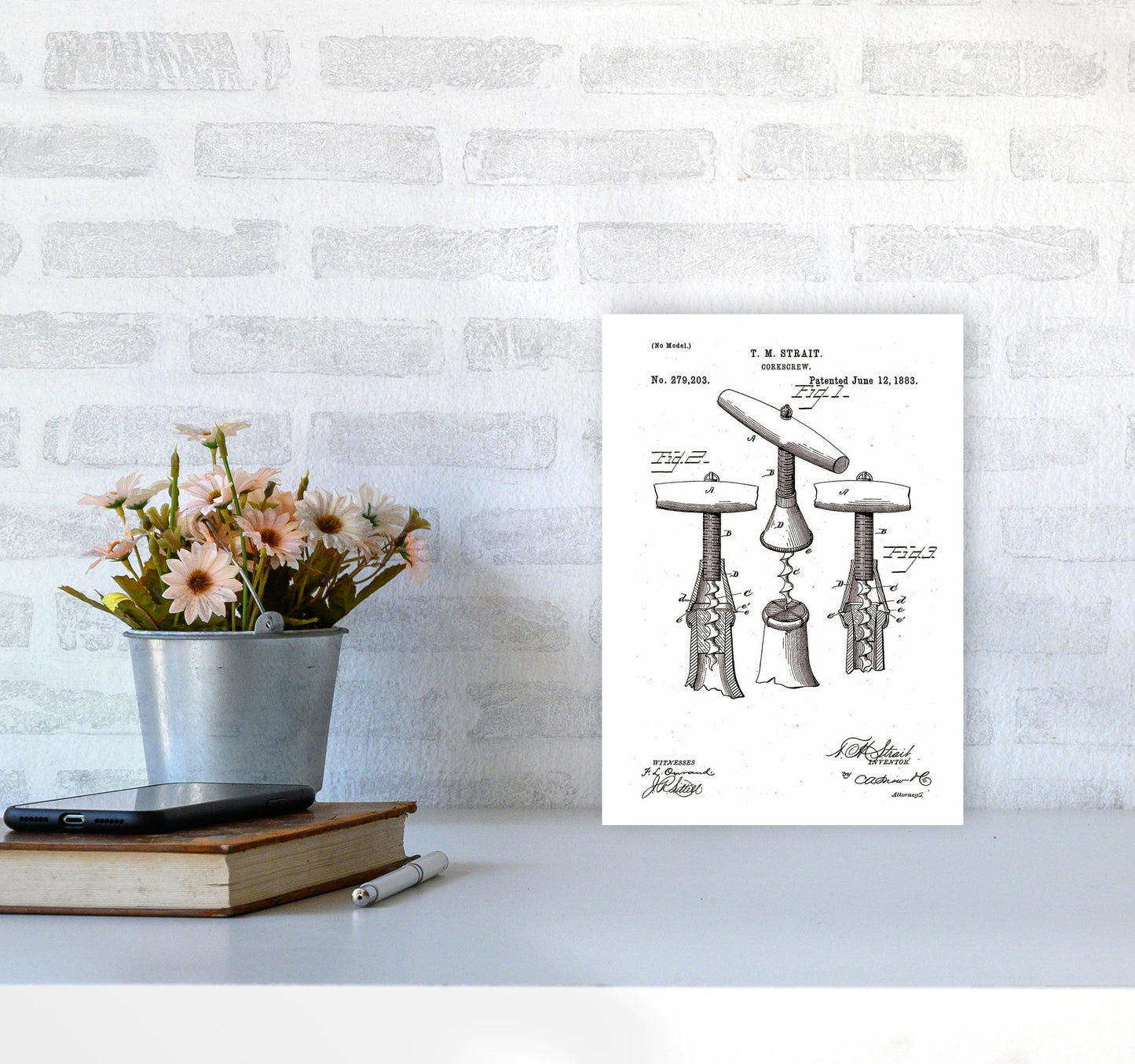 Korkenzieher Patent Kunstdruck