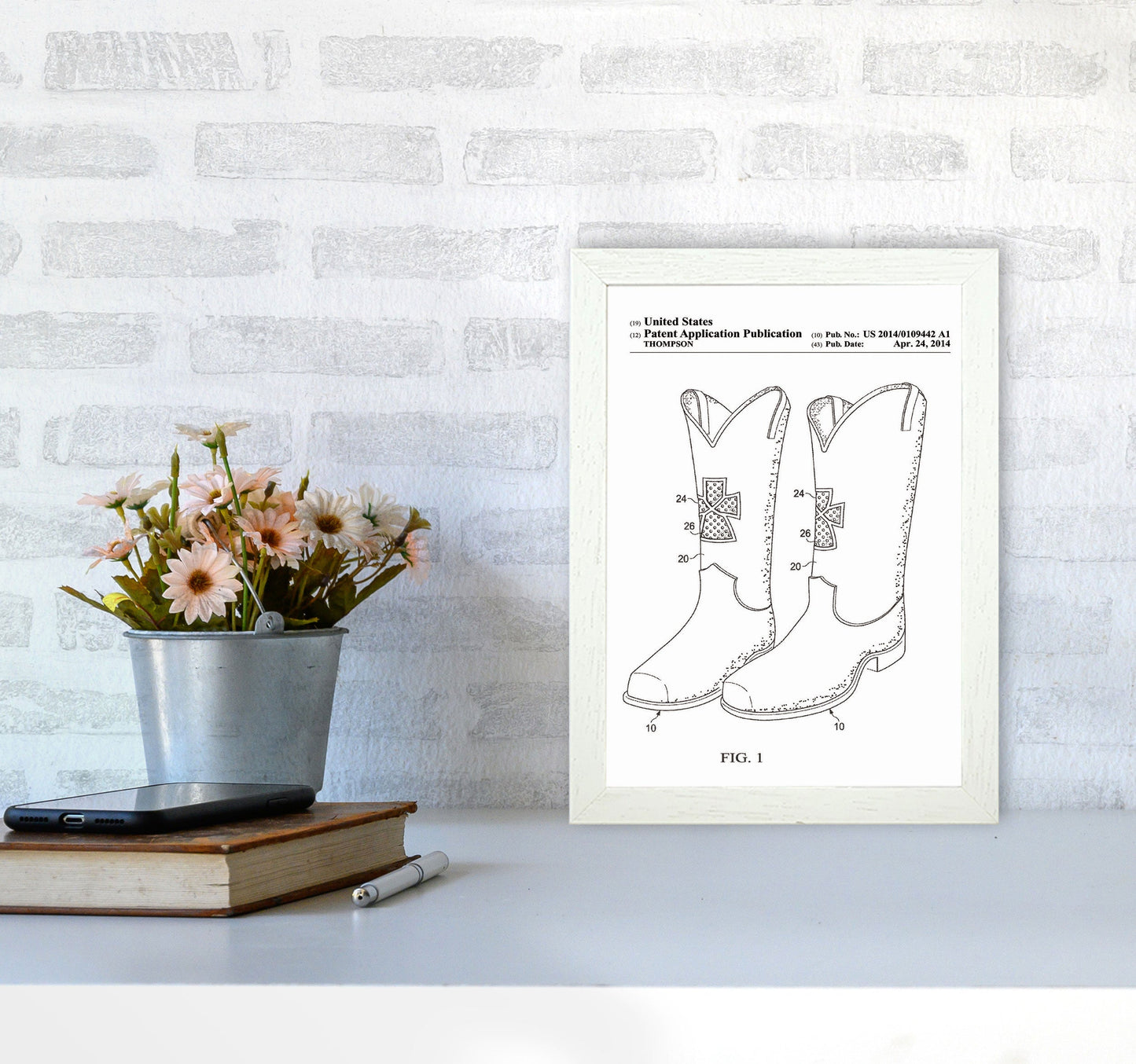 Cowboy Stiefel Patent Kunstdruck
