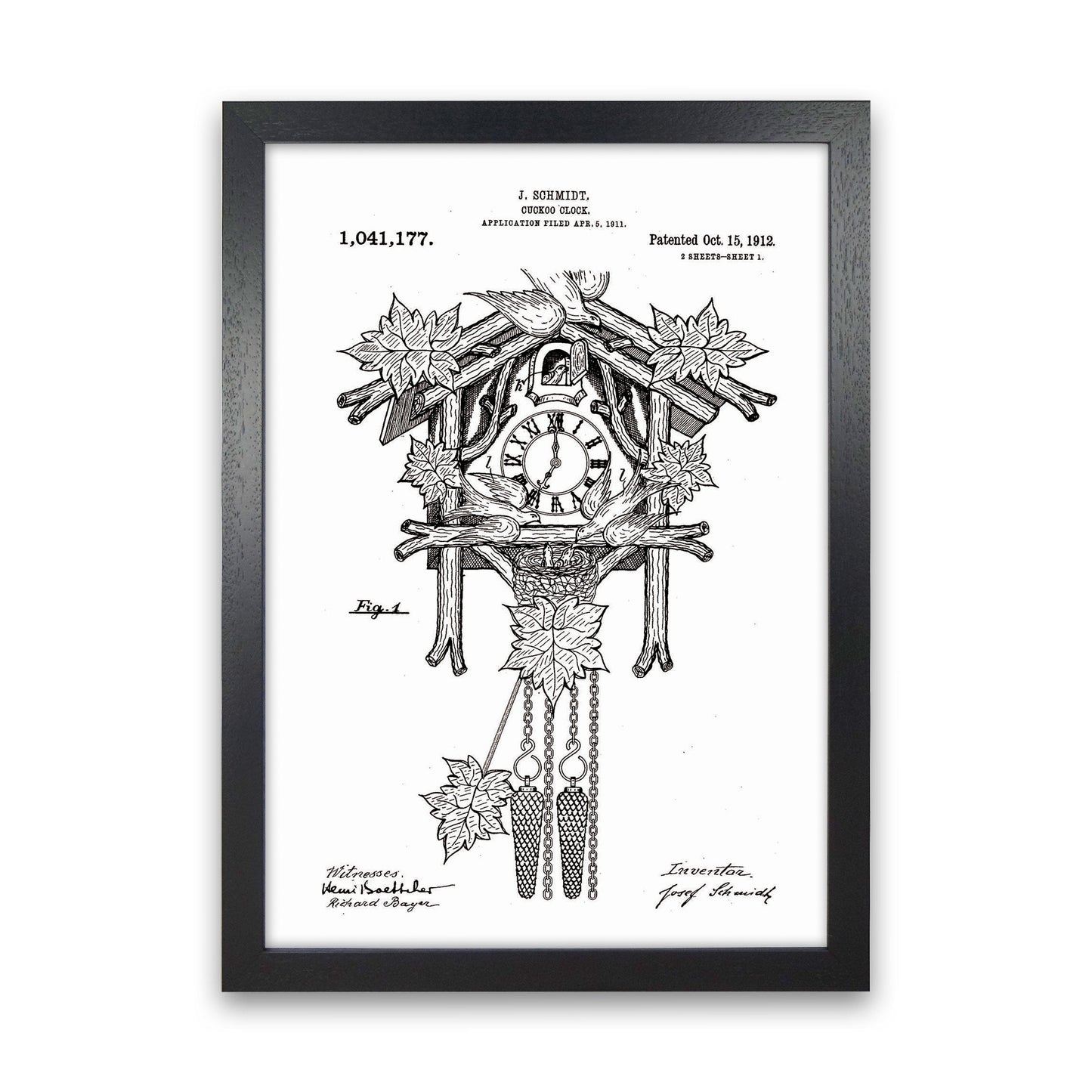 Kuckucksuhren Patent Kunstdruck
