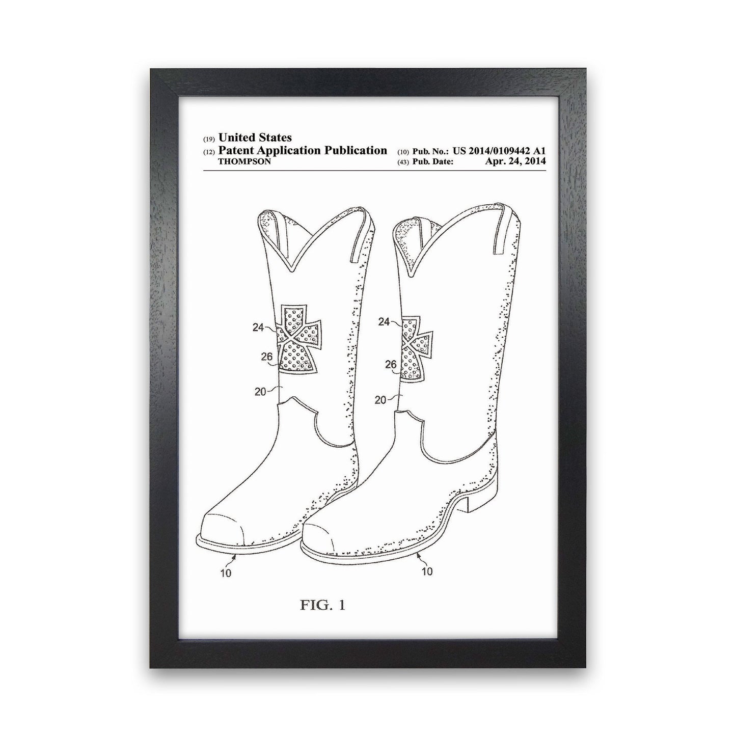 Cowboy Stiefel Patent Kunstdruck