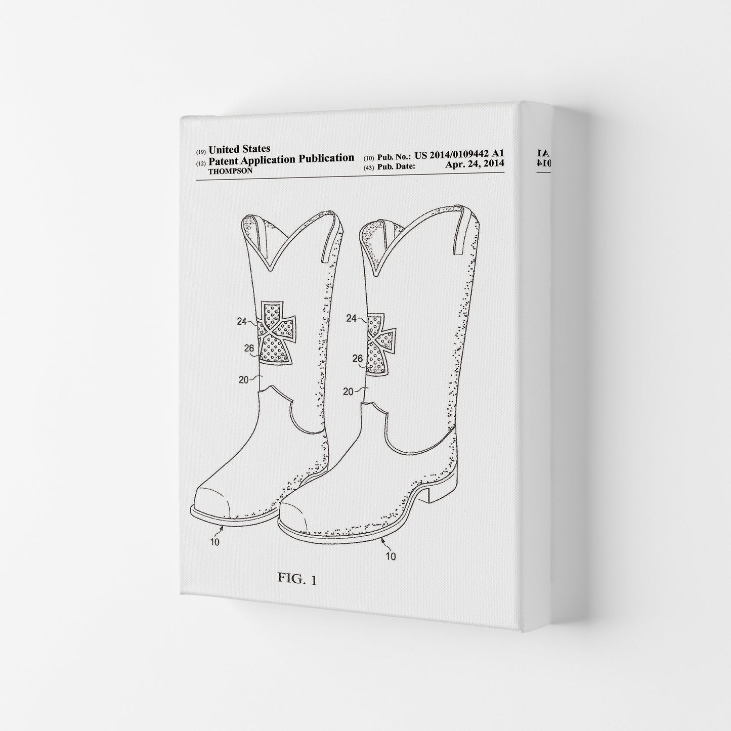 Cowboy Stiefel Patent Kunstdruck