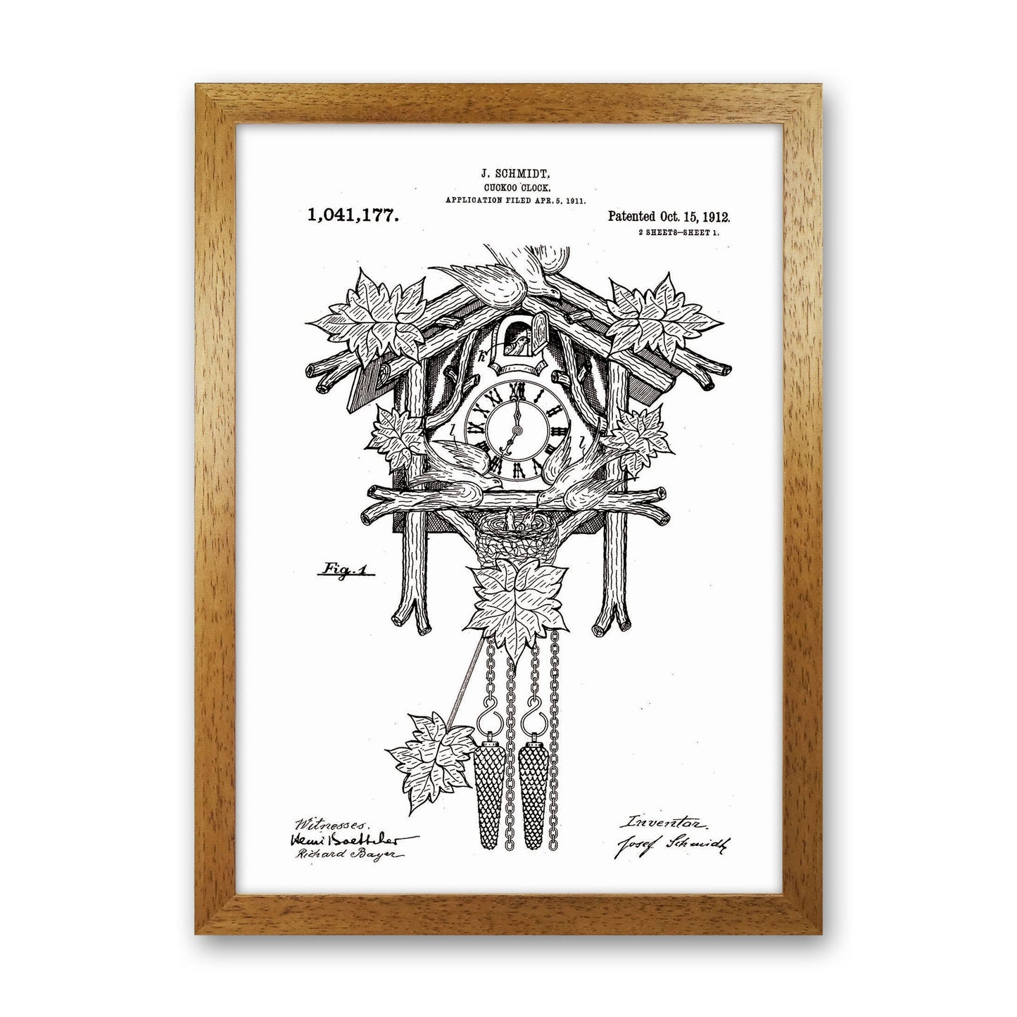 Kuckucksuhren Patent Kunstdruck