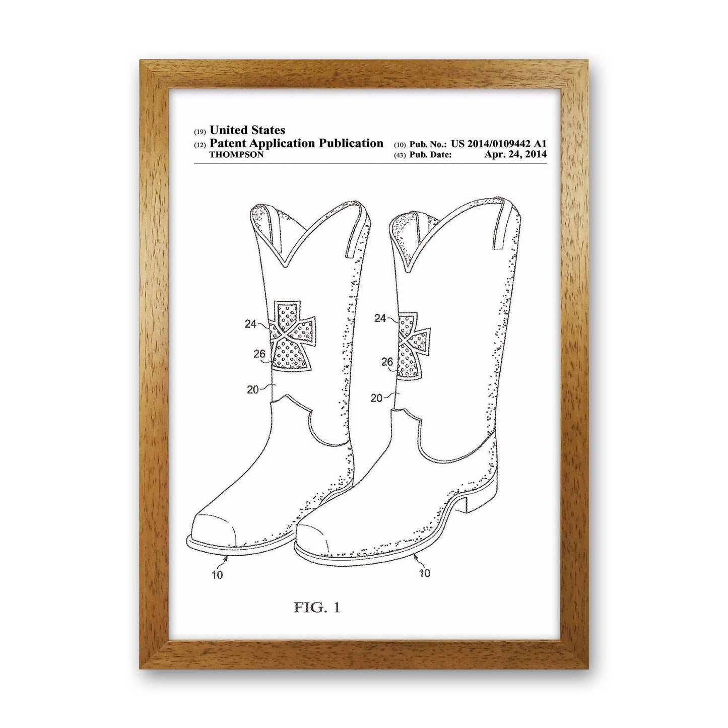 Cowboy Stiefel Patent Kunstdruck