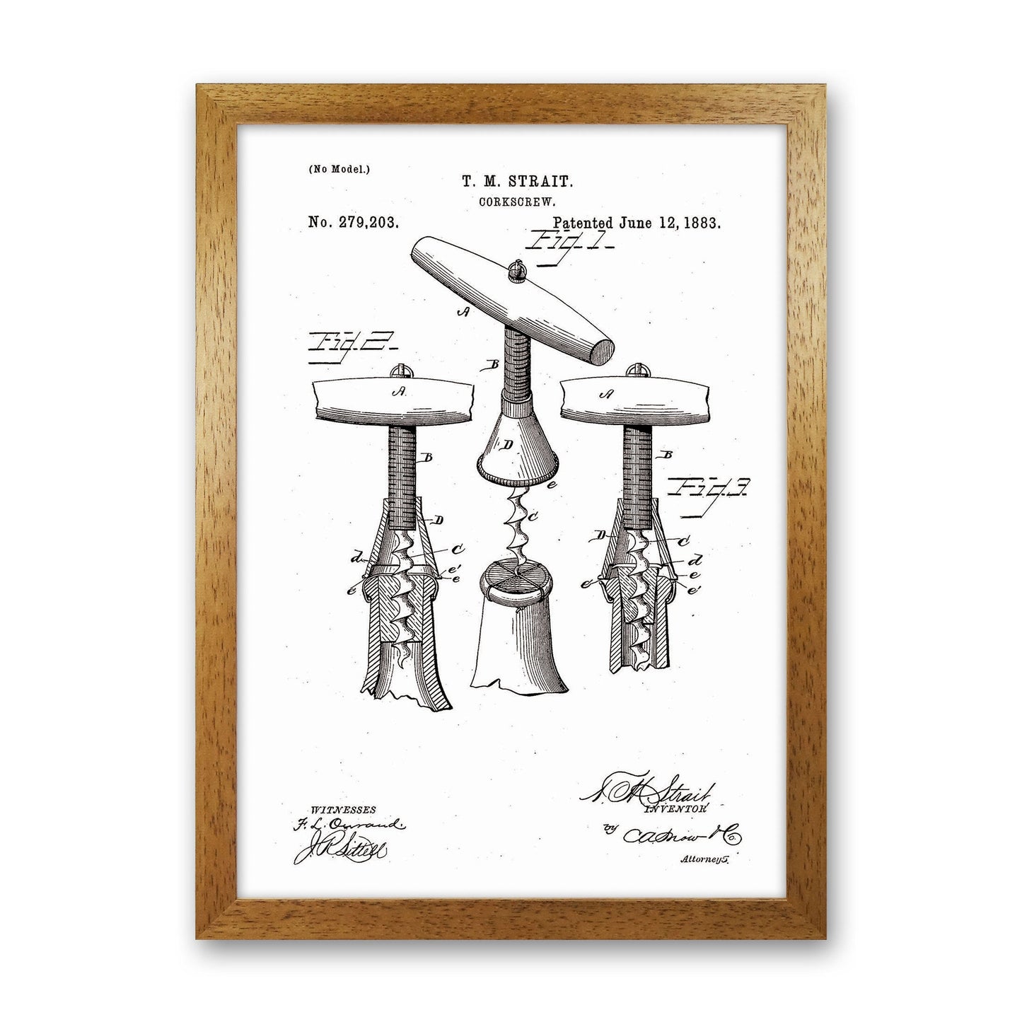 Korkenzieher Patent Kunstdruck
