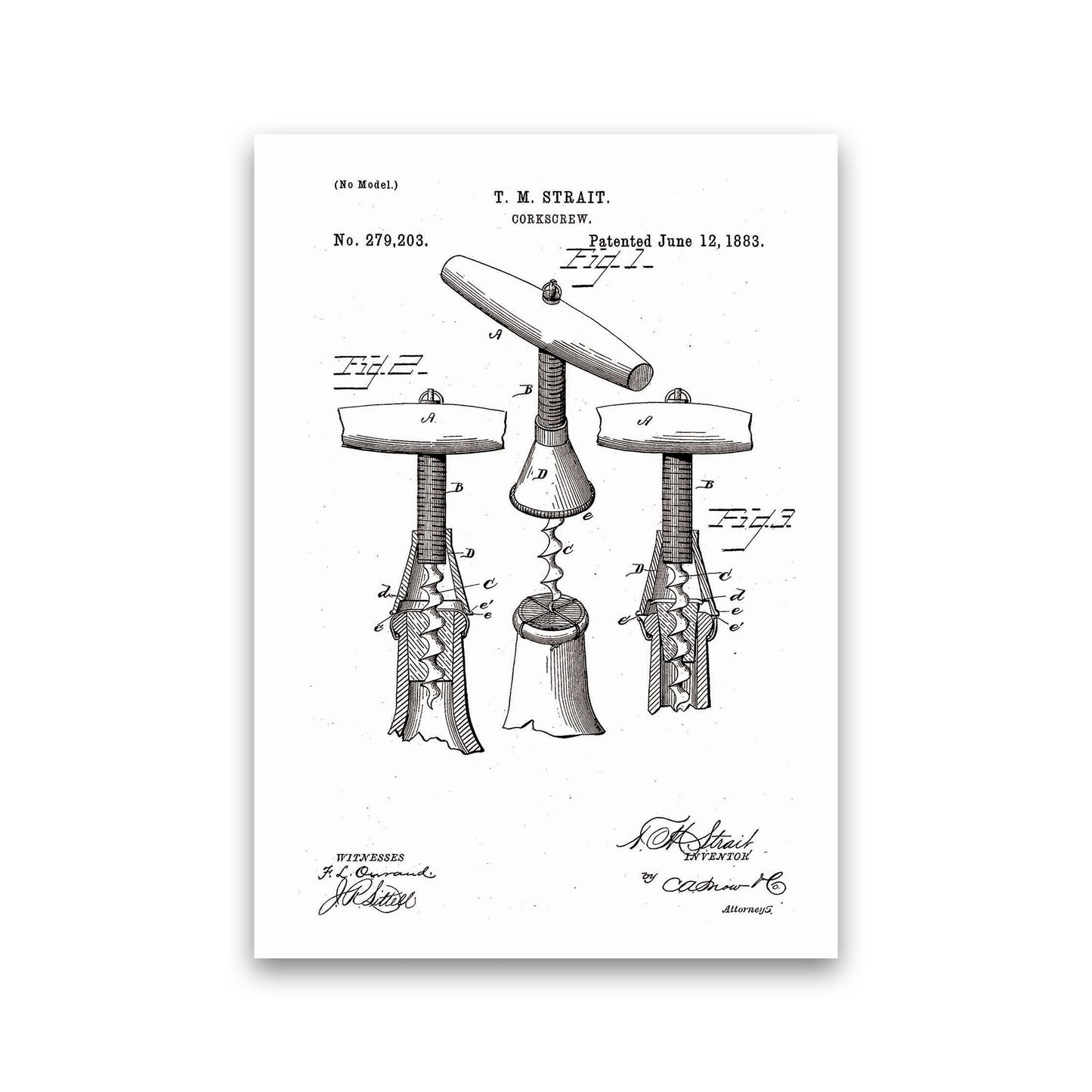 Korkenzieher Patent Kunstdruck
