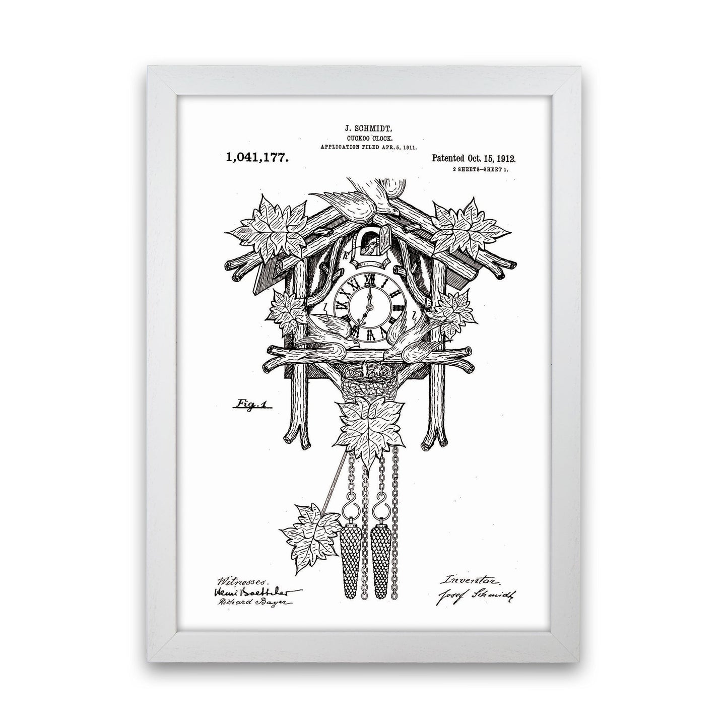 Kuckucksuhren Patent Kunstdruck