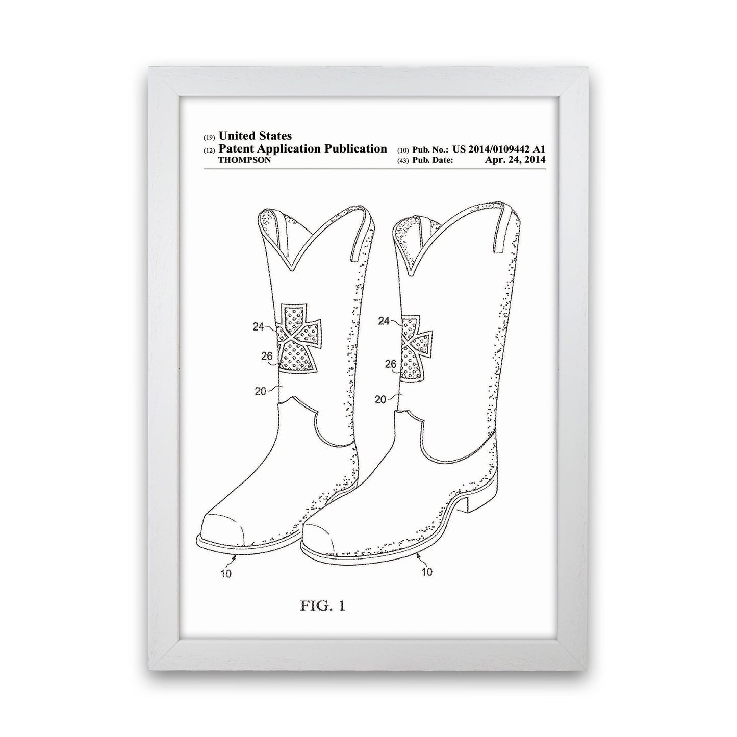 Cowboy Stiefel Patent Kunstdruck