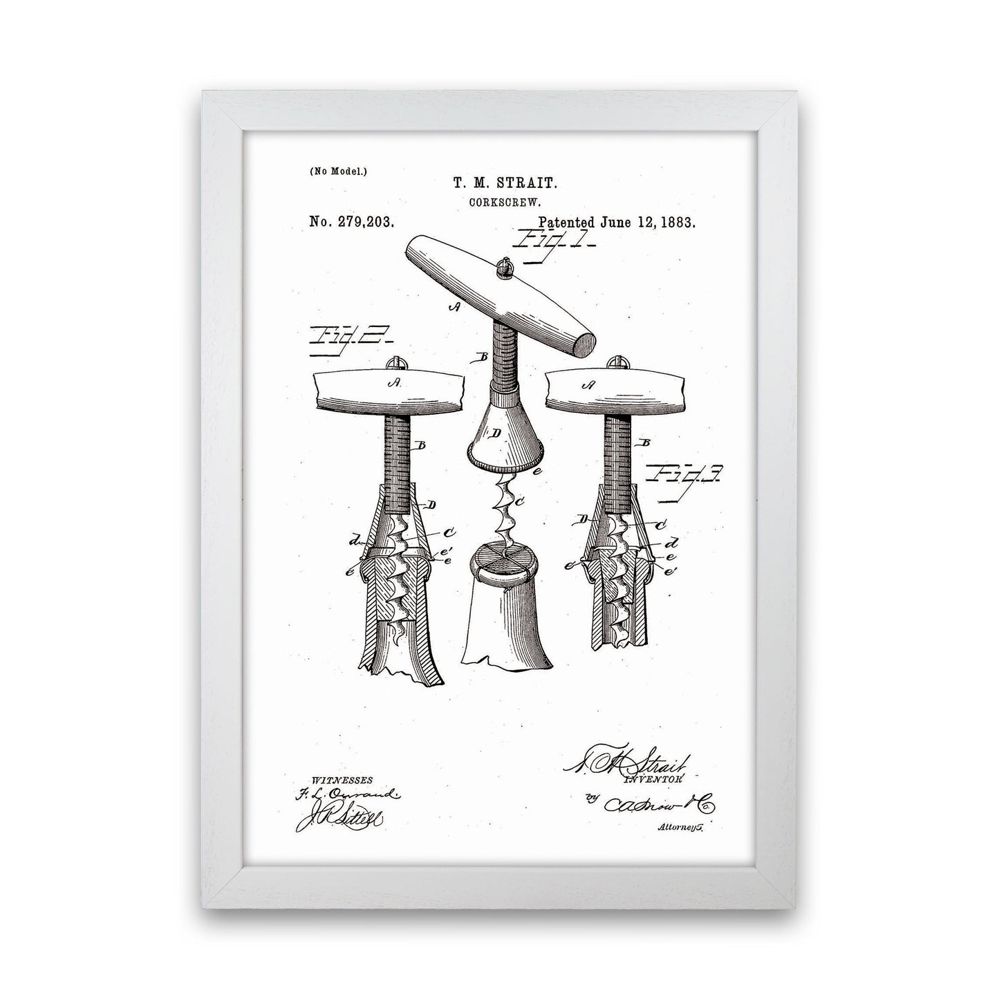 Korkenzieher Patent Kunstdruck