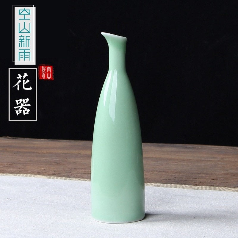 JINGDEZHEN Celadon Vase Chinesische Keramikkunst Dekoration Einfache Lange Blumen Vase Wohnkultur Bone China Vase Blumen Dekoration