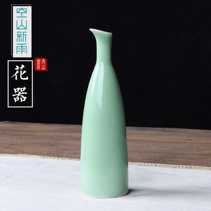 JINGDEZHEN Celadon Vase Chinesische Keramikkunst Dekoration Einfache Lange Blumen Vase Wohnkultur Bone China Vase Blumen Dekoration
