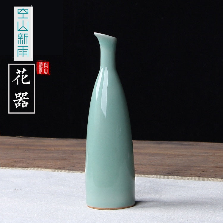 JINGDEZHEN Celadon Vase Chinesische Keramikkunst Dekoration Einfache Lange Blumen Vase Wohnkultur Bone China Vase Blumen Dekoration