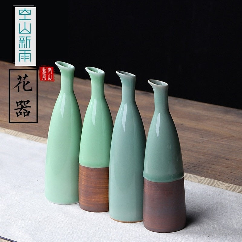 JINGDEZHEN Celadon Vase Chinesische Keramikkunst Dekoration Einfache Lange Blumen Vase Wohnkultur Bone China Vase Blumen Dekoration
