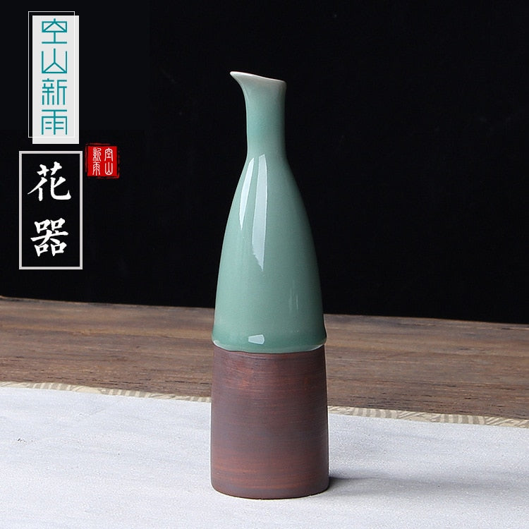 JINGDEZHEN Celadon Vase Chinesische Keramikkunst Dekoration Einfache Lange Blumen Vase Wohnkultur Bone China Vase Blumen Dekoration