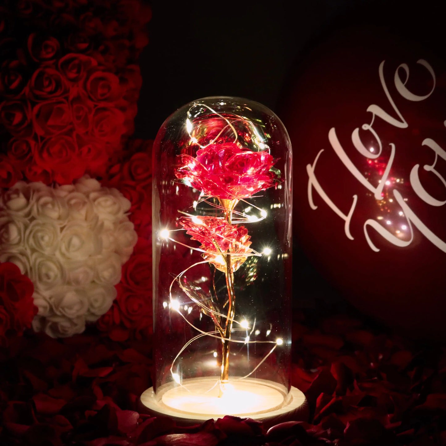 Frendorf | StarBloom Ewige Rose Lampe | LED-Galaxie-Licht | Romantische Dekoration | Perfektes Geschenk