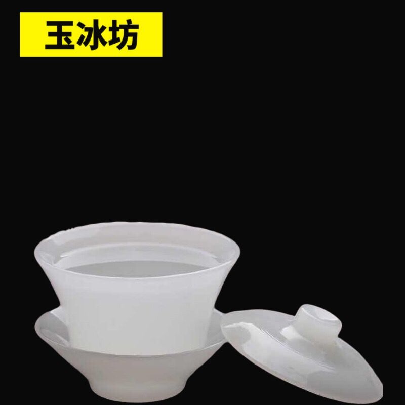 Jade Teekanne Teetasse zum Teekochen Hitzebeständiges Teeset Chinesisches Kung Fu Gaiwan Teekocher mit Deckel Schüssel mit Untertasse Teeaufguss