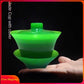 Jade Teekanne Teetasse zum Teekochen Hitzebeständiges Teeset Chinesisches Kung Fu Gaiwan Teekocher mit Deckel Schüssel mit Untertasse Teeaufguss