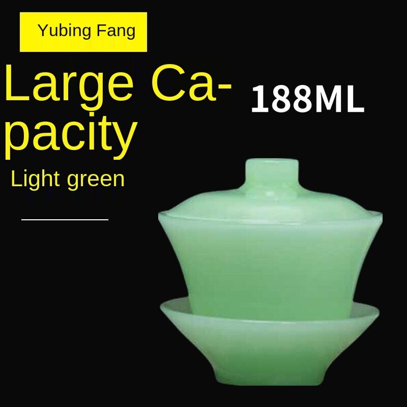 Jade Teekanne Teetasse zum Teekochen Hitzebeständiges Teeset Chinesisches Kung Fu Gaiwan Teekocher mit Deckel Schüssel mit Untertasse Teeaufguss