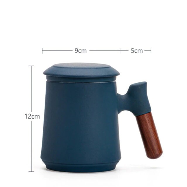 Frendorf | Japanische Keramische Teetasse Set mit Sieb und Deckel Handgemacht