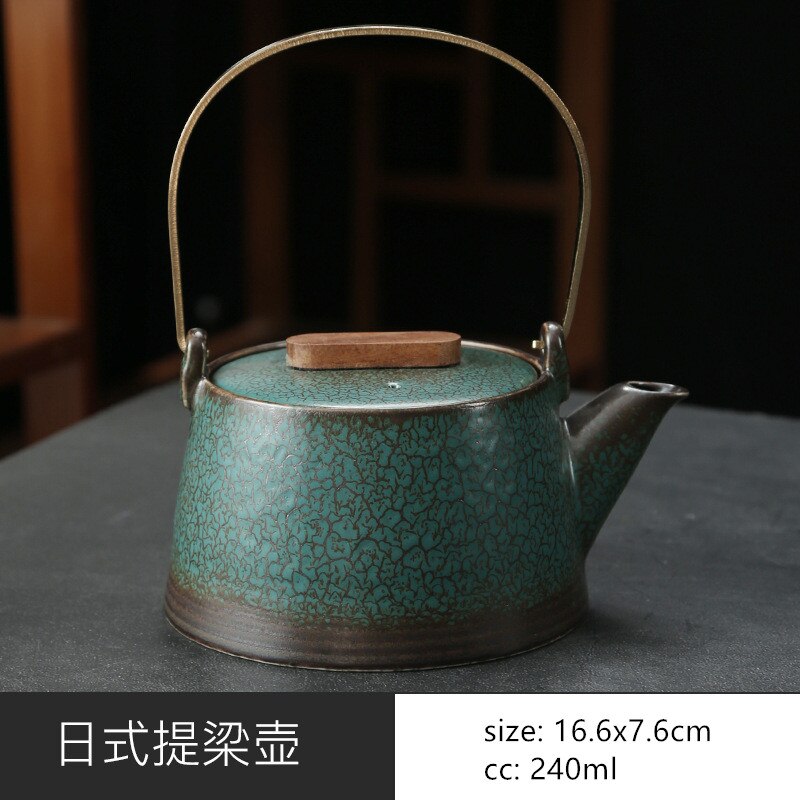 Japanische Keramiken Teekanne Retro Brennofenänderung Massivholzgriff Filter Teekanne Haushaltsporzellan Schönheit Kanne Teeset